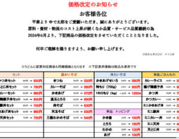 「ゆで太郎」の価格が改定され上昇
